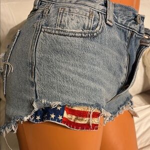 American Eagle Outfitters CHEEKY MOM Blue Jean Shorts Distressed denim 00